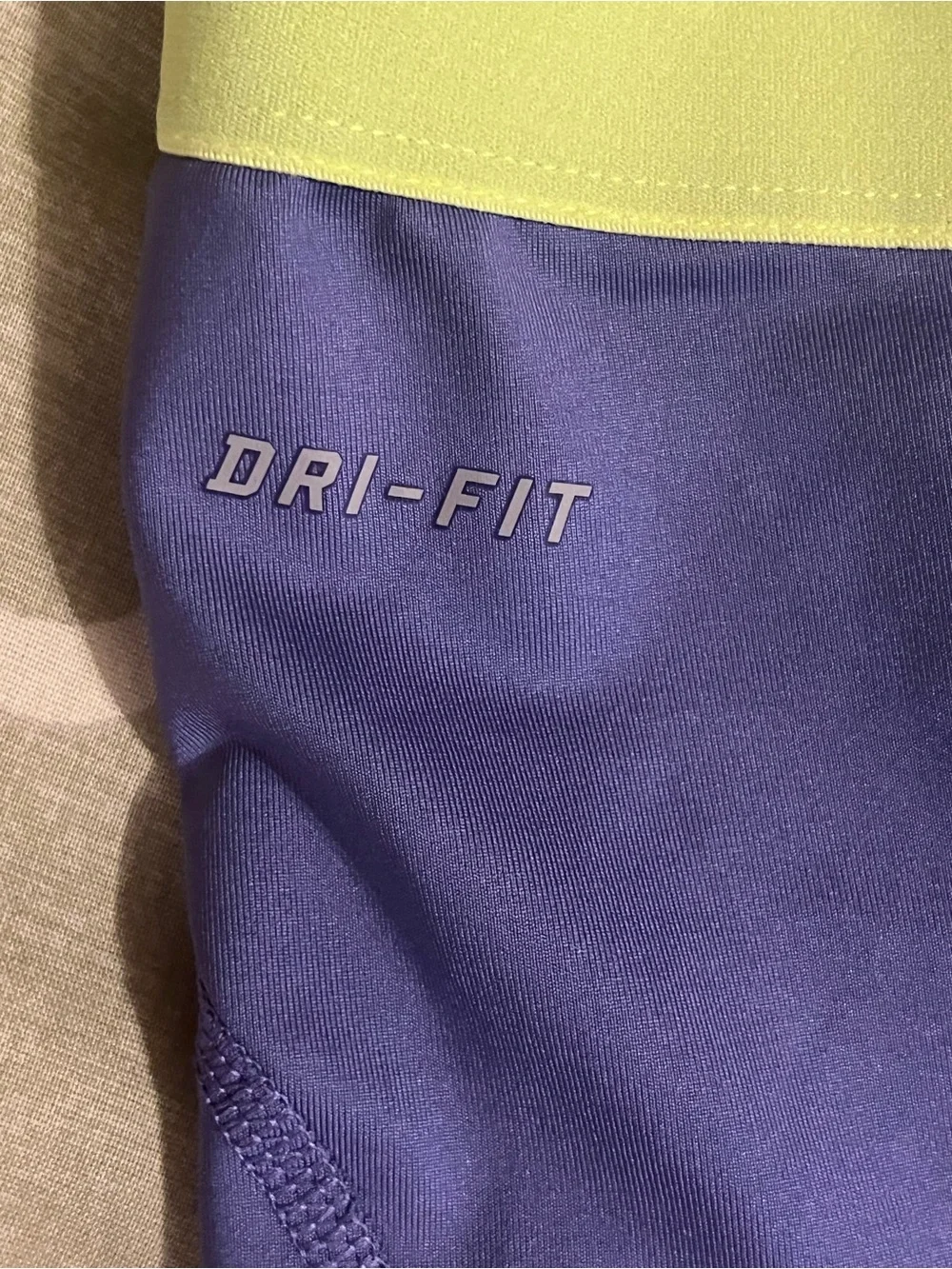 Nike Pro Women's Purple Training Shorts Dri-Fit with Lime Waistband Size L